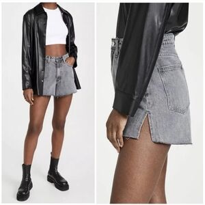 NWT WeWoreWhat The Boyfriend Shorts Rigid Denim High Waist Side Slit